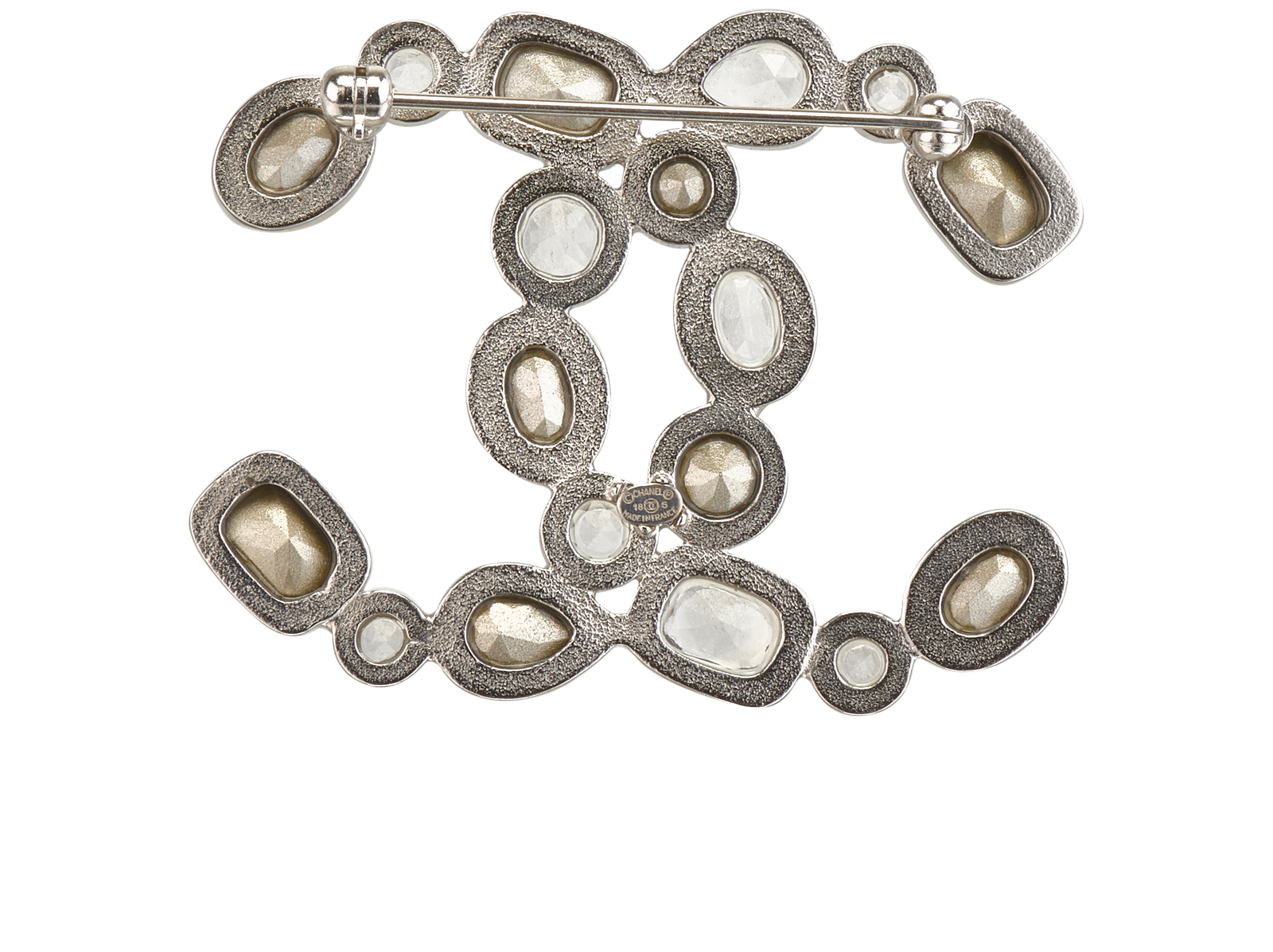 Chanel CC Brooch, &pound;495, Jewellery, Silver, Brass/Crystal, Back view