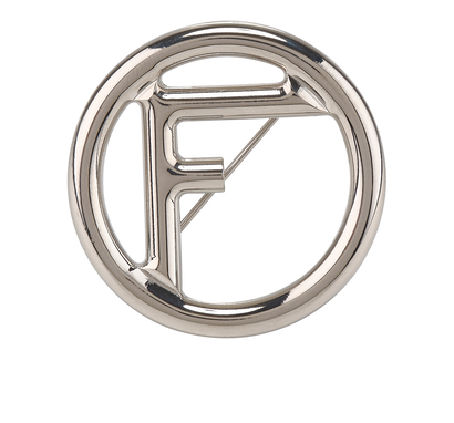 Fendi F Round Brooch, &pound;180, Jewellery, Silver, Brass, Front view