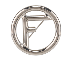 Fendi F Round Brooch, Brass, Silver, MII, B, 3*