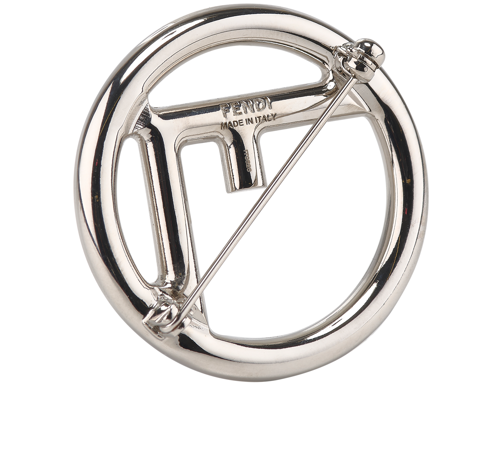 Fendi F Round Brooch, &pound;180, Jewellery, Silver, Brass, Other view