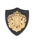 Miu Miu Badge Brooch, &pound;150, Jewellery, Black/Gold, Leather, Front view