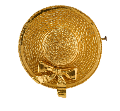 Chanel Straw Hat Brooch, &pound;650, Jewellery, Gold, Brass, Front view