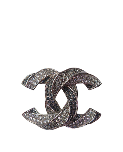Chanel CC Twist Crystal Brooch, front view