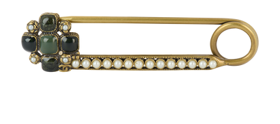 Chanel 04P Embellished Safety Pin Brooch, front view