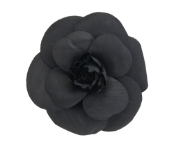 Chanel Vintage 1980s Camellia Brooch, Silk, Black, B, 3*