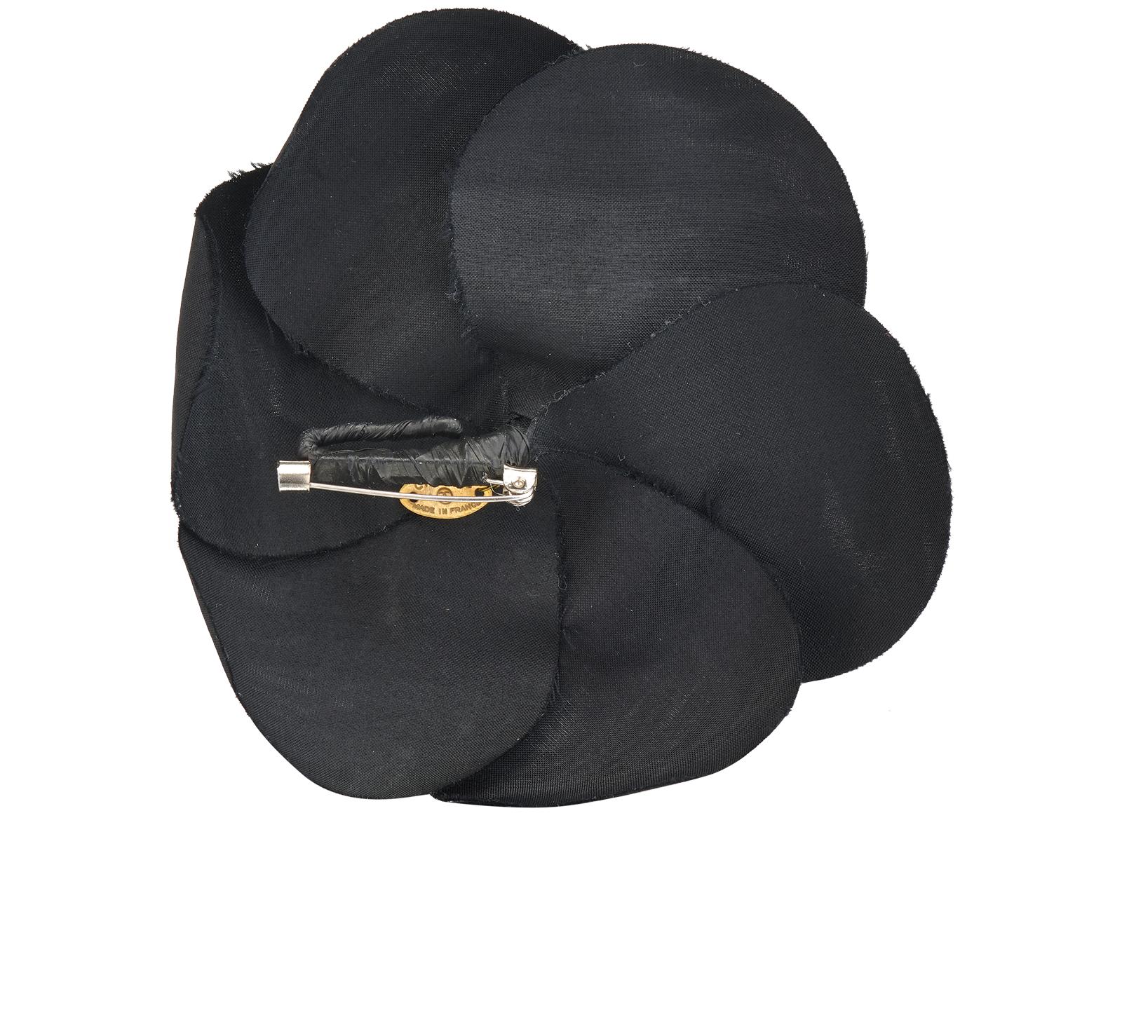 Chanel Vintage 1980s Camellia Brooch, &pound;320, Jewellery, Black, Silk, Back view