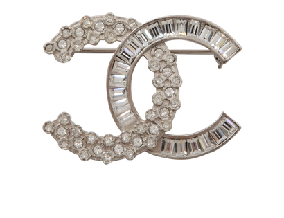 Chanel B20V CC Crystals Brooch, £450, Jewellery, Silver, Brass/Crystal, Front view