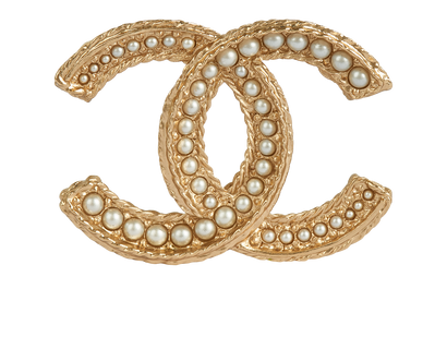 Chanel E15V Pearl CC Brooch, front view