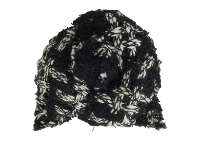 Chanel Camelia Brooch, &pound;210, Jewellery, Black/White, Tweed, Front view