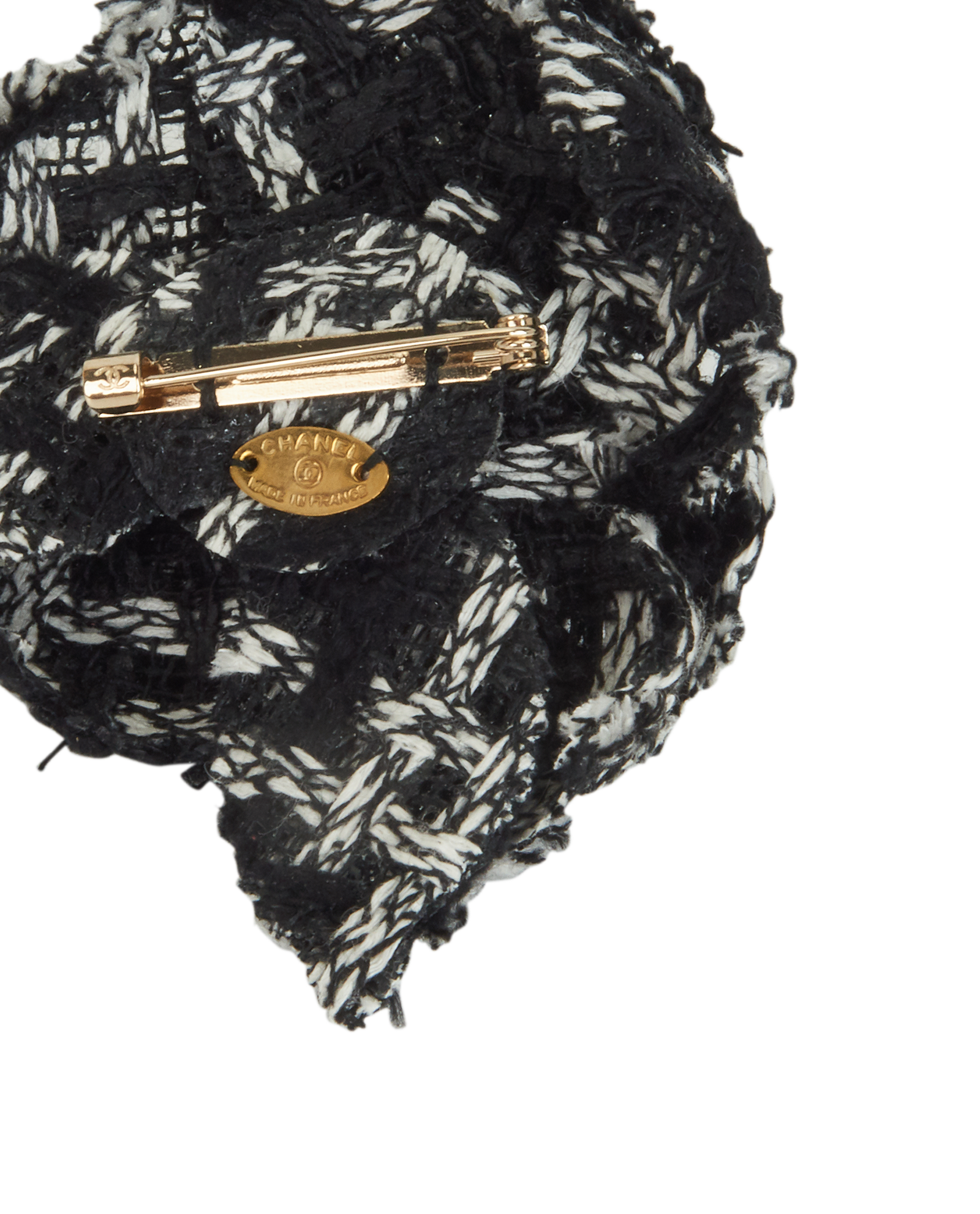 Chanel Camelia Brooch, &pound;210, Jewellery, Black/White, Tweed, Other view
