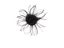 Chanel Camellia Feathered Brooch, Ostrich Feathers/Fabric, Black, MIF, 3*