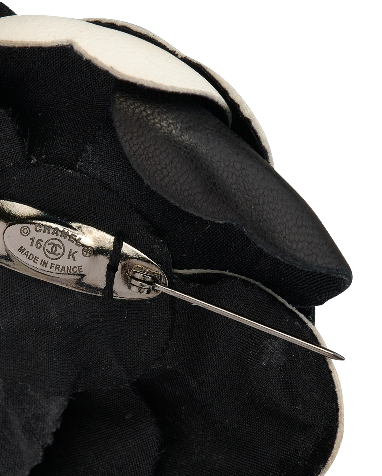 Chanel 16K Camellia Brooch, &pound;275, Jewellery, Black/White, Leather, Other view