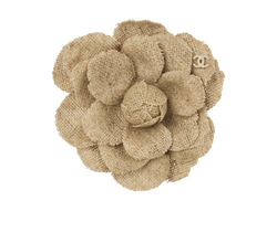 Chanel Camellia Brooch, Raffia, Beige, 18C/MIF, 3*