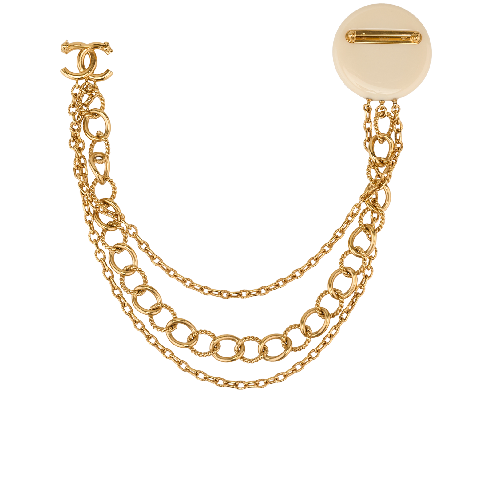 Pre-loved Chanel B18A Medallion Chained Brooch - £450
