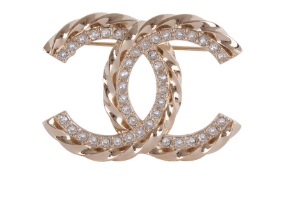 Chanel B23B Embellished CC Brooch, front view