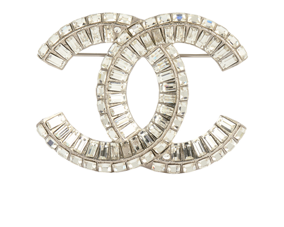 Chanel A19V CC Diamante Brooch, &pound;350, Accessories, Silver, Brass, Front view