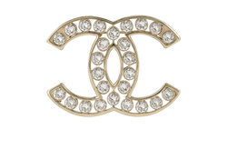 Chanel CC Crystal Brooch, Brass, Gold, DB, 3*