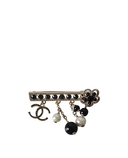 Chanel Drop Bead and CC Brooch, front view