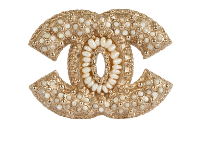 Chanel A11C CC Pearl Brooch, front view