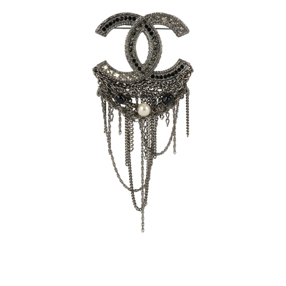 Chanel A12P Chained CC Brooch, front view