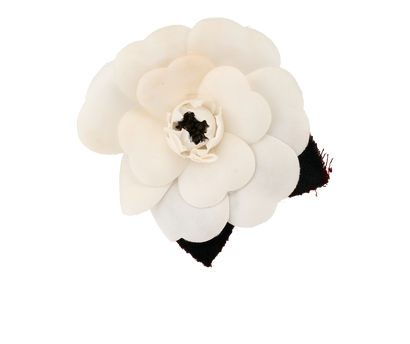 Chanel Vintage Camellia Brooch, &pound;150, Jewellery, White, Silk, Front view