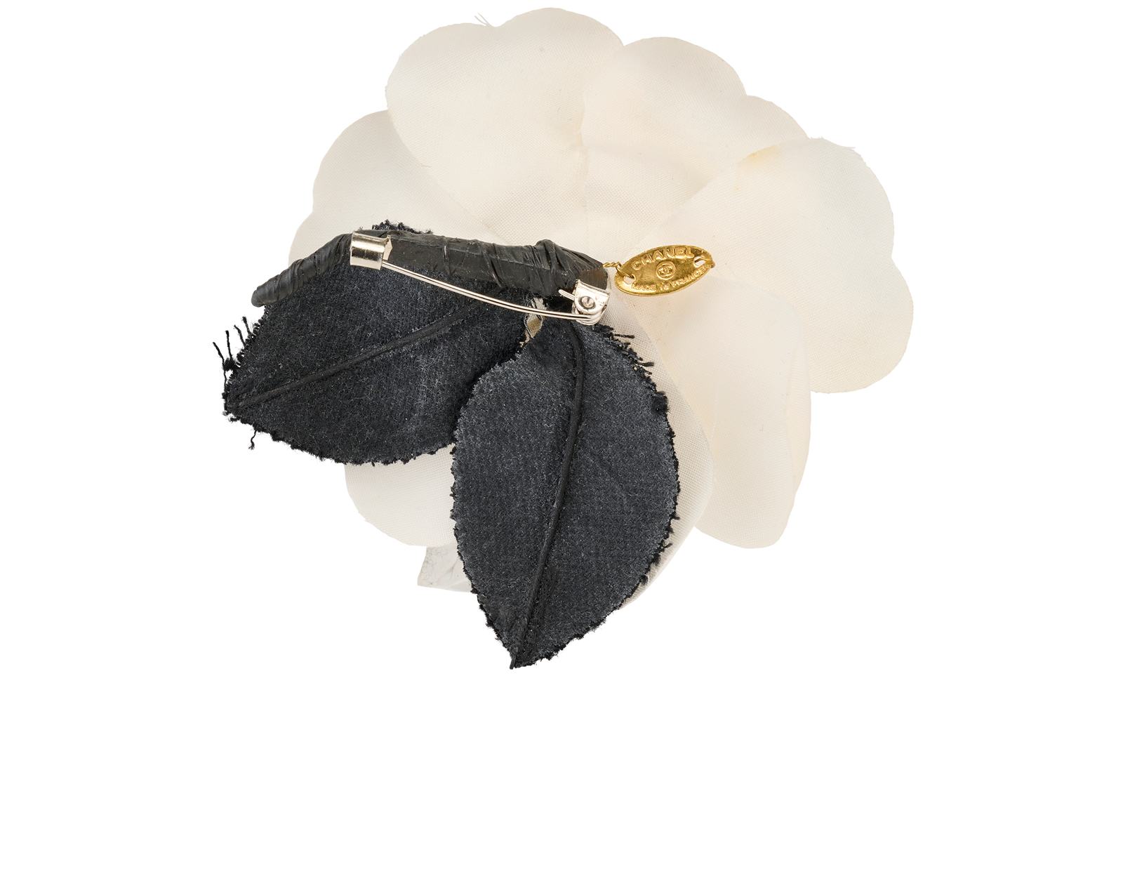 Chanel Vintage Camellia Brooch, &pound;150, Jewellery, White, Silk, Back view