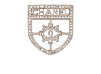 Chanel B16V Embellshed Shield Shape Brooch, front view