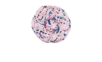 Chanel Spring 2023 Camellia Tweed Brooch, front view
