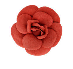 Chanel Large Camellia Brooch, Suede, Red, MIF, 3*