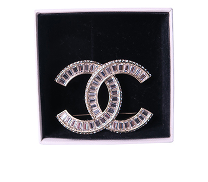 Chanel CC Crystal Brooch, &pound;350, Accessories, Gold/Silver, Silver/Yellow Gold Plated, Front view