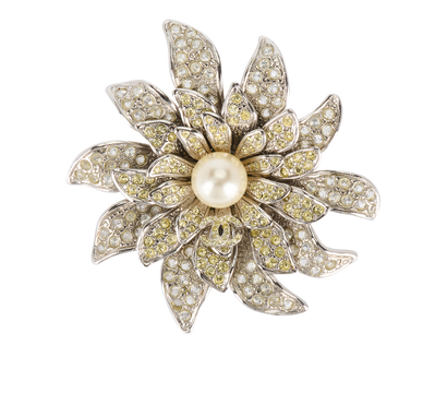 Chanel 05A Embellished Flower Brooch, front view