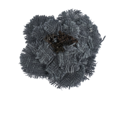 Chanel 16A Camellia Brooch, Tweed, Blue, 2*