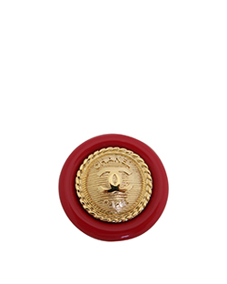 Chanel CC Round Brooch, Resin/Metal, Red/Gold, B18-A, R, 3*