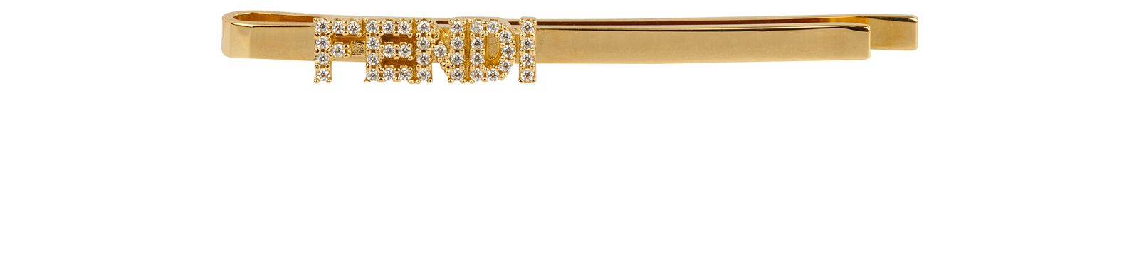 Fendi Gold Logo Hair Clip with Crystals Fendi 2 x FENDI gold plated metal hair clips with strass  main image 4