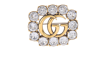 Gucci Double G Crystal Brooch, front view