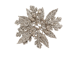 Gucci GG Leaves Brooch, Brass/Crystals, Silver, 3*