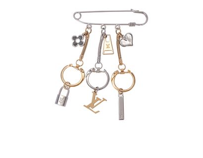 Louis Vuitton Safety Pin LV Charms Brooch, front view