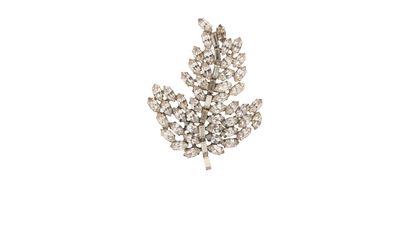 Max Mara Crystal Leaf Pin, front view