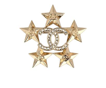 Chanel A17C CC Stars Brooch, &pound;550, Jewellery, Gold, Brass, Front view