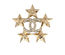 Chanel A17C CC Stars Brooch, Brass, Gold, MIF, DB/B, 4*