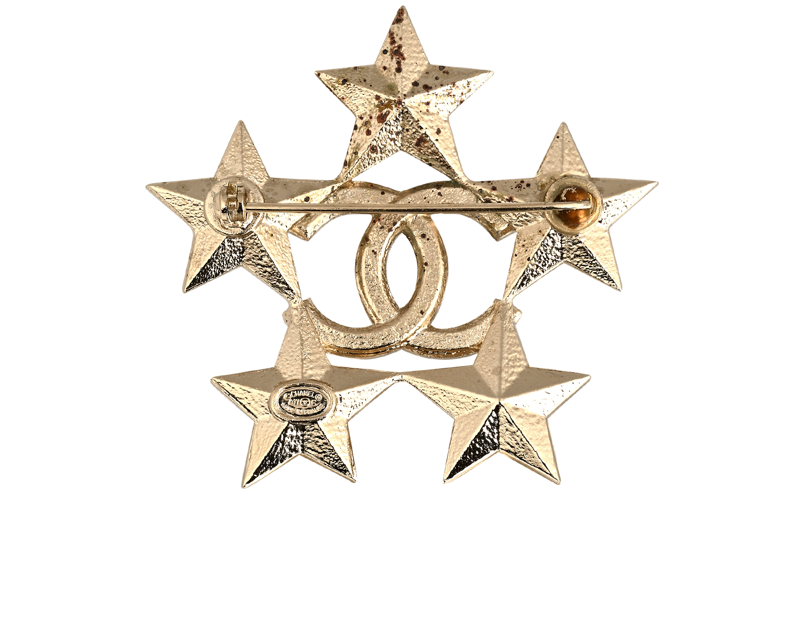 Chanel A17C CC Stars Brooch, &pound;550, Jewellery, Gold, Brass, Back view