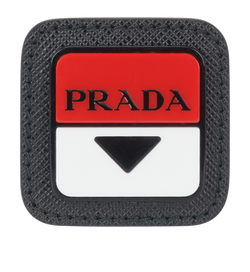 Prada Square Logo Pin, Enamel, Red/Black, 3*