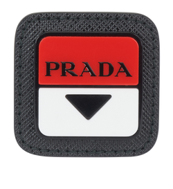 Prada Square Logo Pin, Enamel, Red/Black, 3*