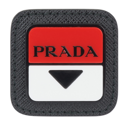 Prada Square Logo Pin, Enamel, Red/Black, 3*