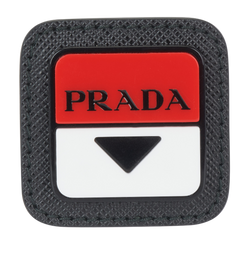 Prada Square Logo Pin, Enamel, Red/Black, 3*