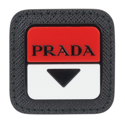 Prada Square Logo Pin, Enamel, Red/Black, 3*