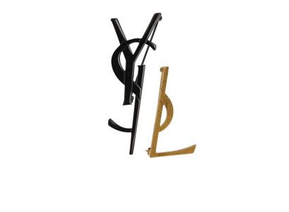 Saint Laurent Logo Brooch, front view