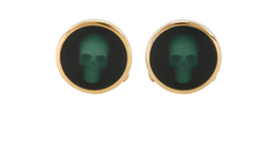Alexander Mcqueen Skull Cuff Links, Brass, Green, DB, 3*