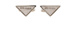 Prada Diamanté Triangle Logo Cufflinks, Brass, Silver, MII, 2*