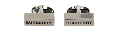 Burberry Logo Cufflinks, &pound;110, Jewellery, Silver, Stainless Steel, Front view